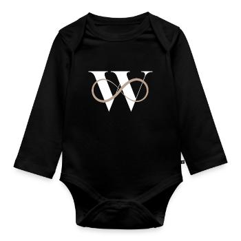 Infinite w Letter - Organic Longsleeve Baby Bodysuit - black - Front