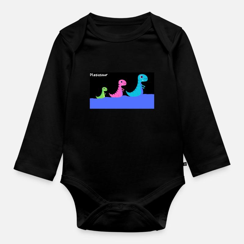 Plesiosaure - Body Bébé bio manches longues - noir