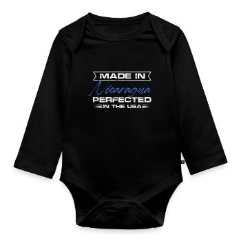 made in nicaragua perfected in the usa Design - Organic Longsleeve Baby Bodysuit - black - Front