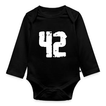 42 nummer årgång - Ekologisk långärmad babybody - svart - Fram