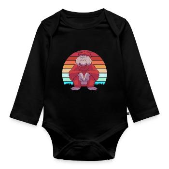 Orang Utan - Baby Bio-Langarm-Body - Schwarz - Vorne