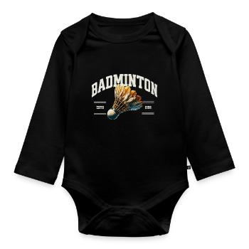 Badminton - Body Bébé bio manches longues - noir - Devant