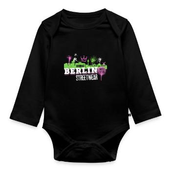 Berlin Skyline City Germany Graffiti Art - Organic Longsleeve Baby Bodysuit - black - Front