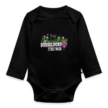 Dusseldorf Skyline City Germany Graffiti - Organic Longsleeve Baby Bodysuit - black - Front