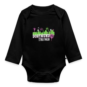 Dortmund Skyline City Germany Graffiti - Organic Longsleeve Baby Bodysuit - black - Front
