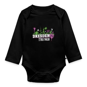 Dresden Skyline City Germany Graffiti - Organic Longsleeve Baby Bodysuit - black - Front