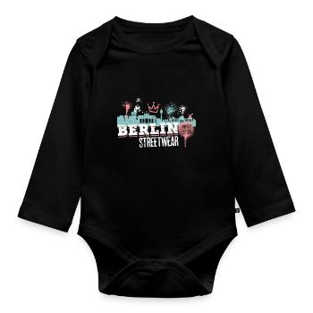 Berlin Skyline City Germany Graffiti Art - Organic Longsleeve Baby Bodysuit - black - Front