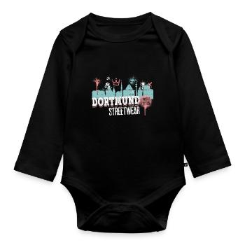 Dortmund Skyline City Germany Graffiti - Organic Longsleeve Baby Bodysuit - black - Front