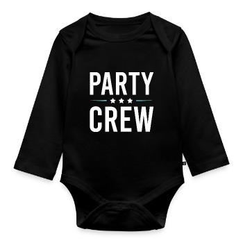 Party Crew - Organic Longsleeve Baby Bodysuit - black - Front