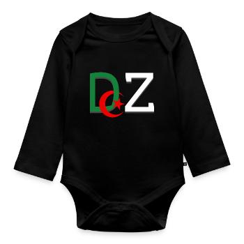 DZ Les Algériens Drapeau Dzair - Body Bébé bio manches longues - noir - Devant