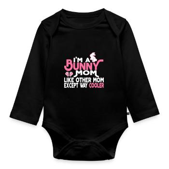 Bunny Mom Is Cooler - Organic Longsleeve Baby Bodysuit - black - Front