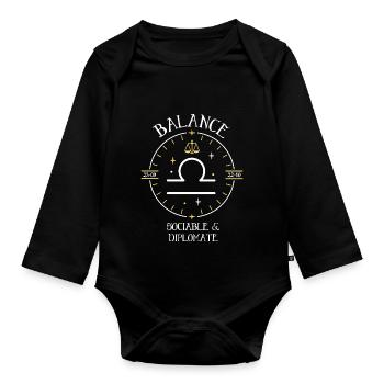 Du signe de la Balance - Sociable et diplomate - Body Bébé bio manches longues - noir - Devant