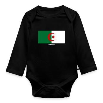 Algeria DZ Algerian Algerian Algerian Algerian Team - Organic Longsleeve Baby Bodysuit - black - Front