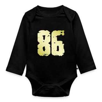 86 Number Vintage - Organic Longsleeve Baby Bodysuit - black - Front