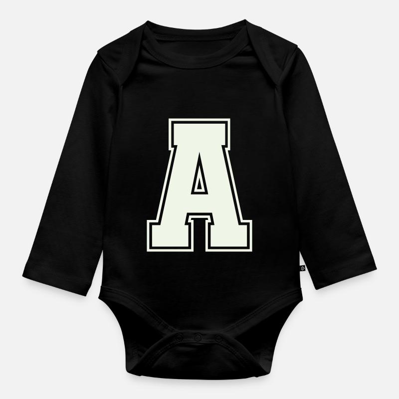 A Buchstabe - Baby Bio-Langarm-Body - Schwarz