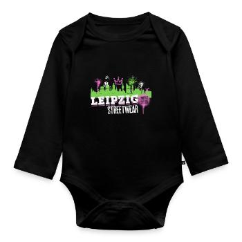 Leipzig Skyline City Germany Graffiti Art - Organic Longsleeve Baby Bodysuit - black - Front