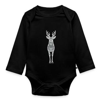 Geometric Animal Silhouette - Baby Bio-Langarm-Body - Schwarz - Vorne