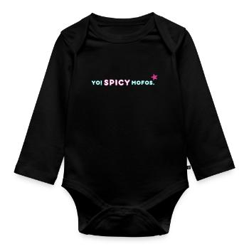 Yo! Spicy Mofos. | Retro Y2K Style - Baby Bio-Langarm-Body - Schwarz - Vorne