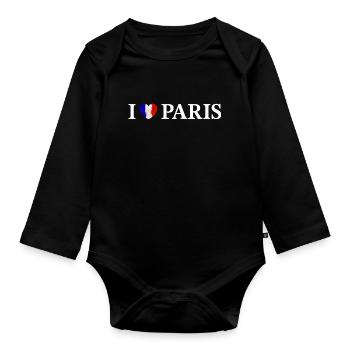 J’adore Paris, France - Body Bébé bio manches longues - noir - Devant