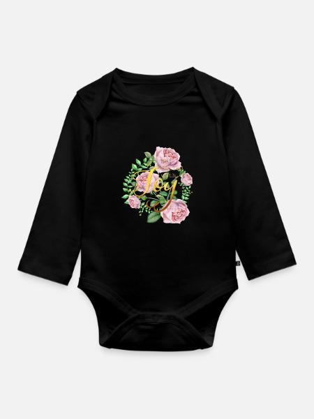 Be filled with joy - Baby Bio-Langarm-Body - Schwarz