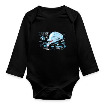 dolphin - Organic Longsleeve Baby Bodysuit - black - Front
