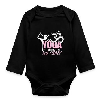 Yoga for crazy people - Organic Longsleeve Baby Bodysuit - black - Front