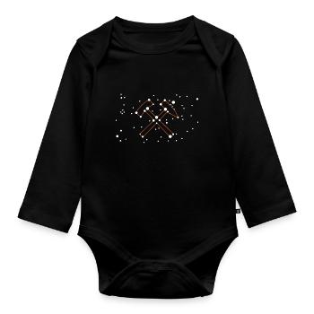 Bergbau - Sternzeichen "Schlägel & Eisen" - Baby Bio-Langarm-Body - Schwarz - Vorne