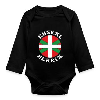 euskal herria design 7 - Body Bébé bio manches longues - noir - Devant