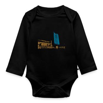 Leipzig Gewandhaus Uni Riese Geschenkidee - Baby Bio-Langarm-Body - Schwarz - Vorne