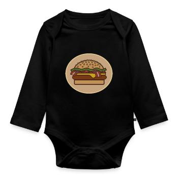 Cheeseburger - Baby Bio-Langarm-Body - Schwarz - Vorne