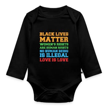 Menschenrechte Gleichberechtigung Statement - Baby Bio-Langarm-Body - Schwarz - Vorne