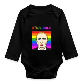 Putin joke politician satire gay Pride gift - Organic Longsleeve Baby Bodysuit - black - Front