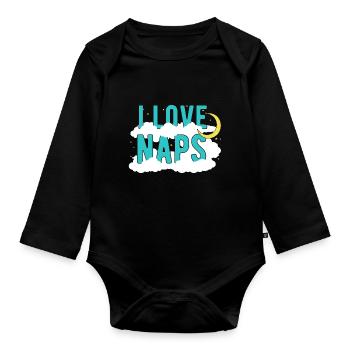 Nap Sleep Sleep Sleep Cap Gift - Organic Longsleeve Baby Bodysuit - black - Front