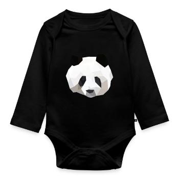 panda - Body Bébé bio manches longues - noir - Devant