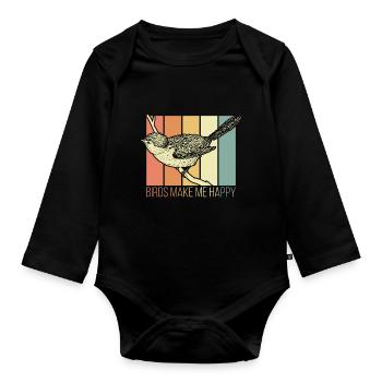 Vogel - Baby Bio-Langarm-Body - Schwarz - Vorne