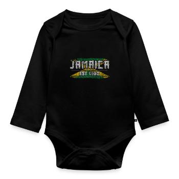 Drapeau de la Jamaïque cadeau Rasta Reggae - Body Bébé bio manches longues - noir - Devant