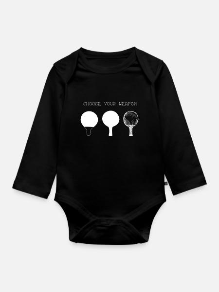 tischtennis - Baby Bio-Langarm-Body - Schwarz