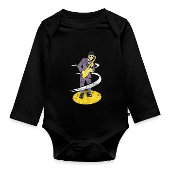 Saxophone instrument de musique classique cadeau de bande - Body Bébé bio manches longues - noir - Devant