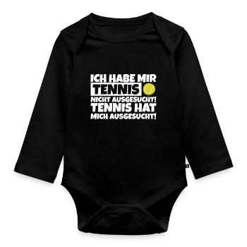 tennis spruch leidenschaft lustig spass humor - Baby Bio-Langarm-Body - Schwarz - Vorne