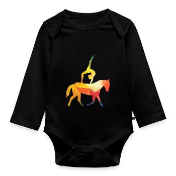 Gymnastique Vaulting Equestre - Body Bébé bio manches longues - noir - Devant
