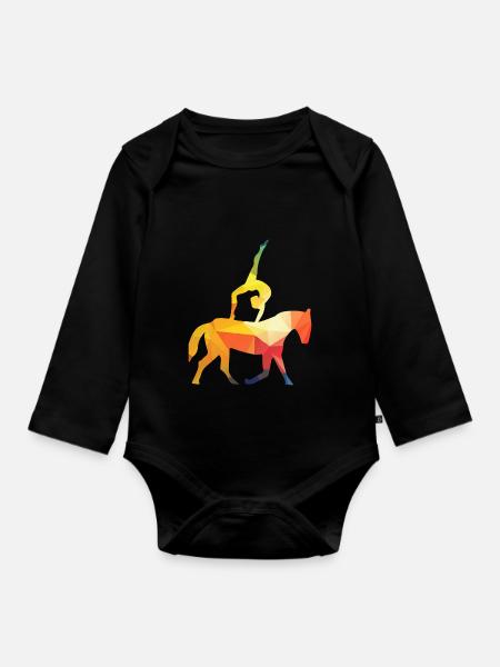 Schwungvoller Voltigiersport Mannschaft - Baby Bio-Langarm-Body - Schwarz