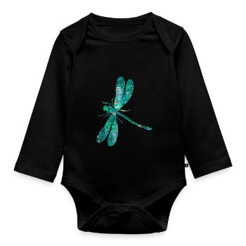 Dragonfly garden wing - Organic Longsleeve Baby Bodysuit - black - Front