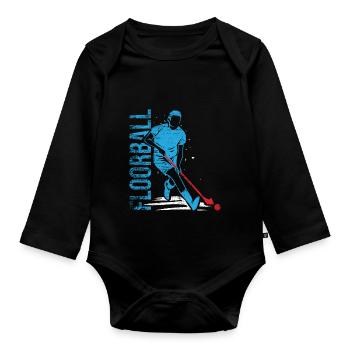 Unihockey Hockey Geschenk - Baby Bio-Langarm-Body - Schwarz - Vorne