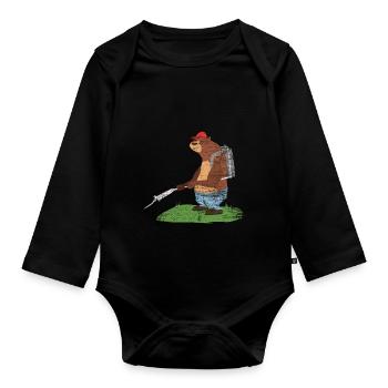 Kammerjäger Bär Plage - Baby Bio-Langarm-Body - Schwarz - Vorne