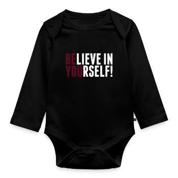 believe in yourself - be you - Baby Bio-Langarm-Body - Schwarz - Vorne