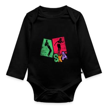 Cadeau de musique ska - Body Bébé bio manches longues - noir - Devant
