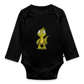 Iguana child - Organic Longsleeve Baby Bodysuit - black - Front