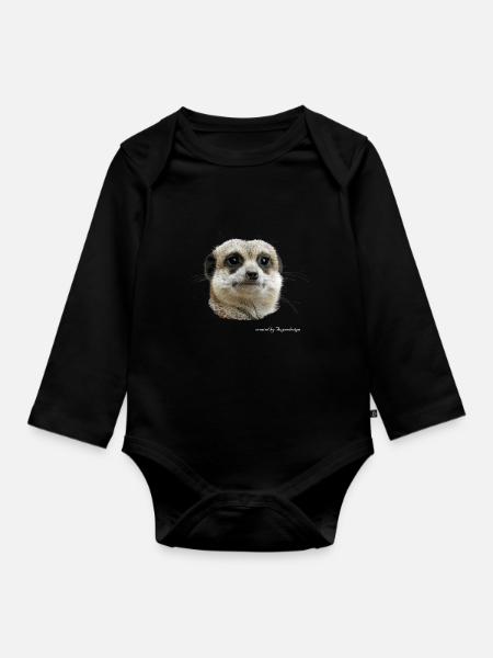 Erdmännchen - Baby Bio-Langarm-Body - Schwarz