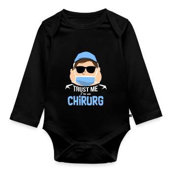 Chirurg Ärztin - Baby Bio-Langarm-Body - Schwarz - Vorne