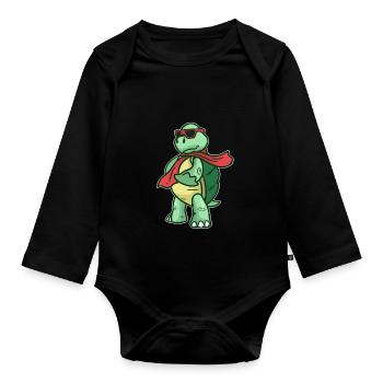 tortue - Body Bébé bio manches longues - noir - Devant